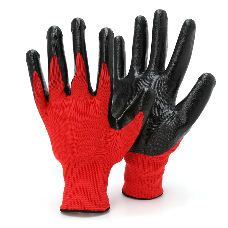 

1 Pair Nitrile Coated Working Gloves Nylon Safety Labour Factory Garden Repair Drop Shipping Support