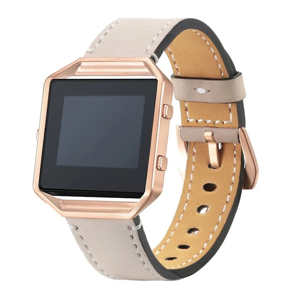 Роскошные кожаные часы наручные ремешок + металл Рамки для fitbit Blaze на смарт-часы 13 февраля