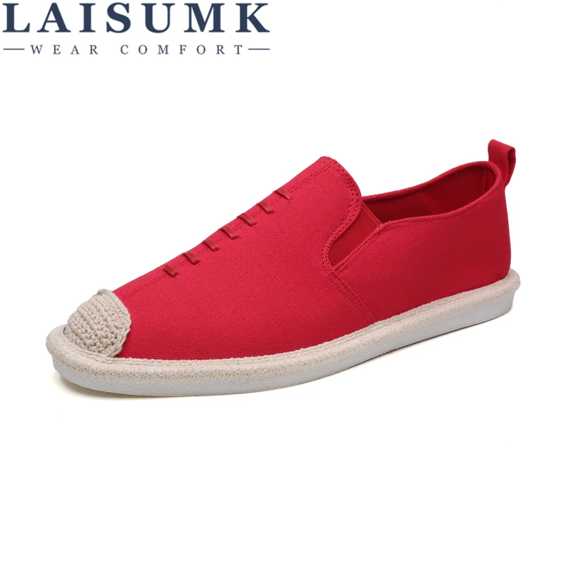 

LAISUMK Summer Men Lightweight Shoes Fashion Espadrilles Outdoor Mens Casual Set Of Feet Shoes Slip On Breathable Males Flats