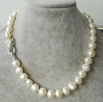 

Unique Pearls jewellery Store White Color Baroque Genuine Freshwater Pearl Necklace 18inches Charming Women Party Gift Jewelry