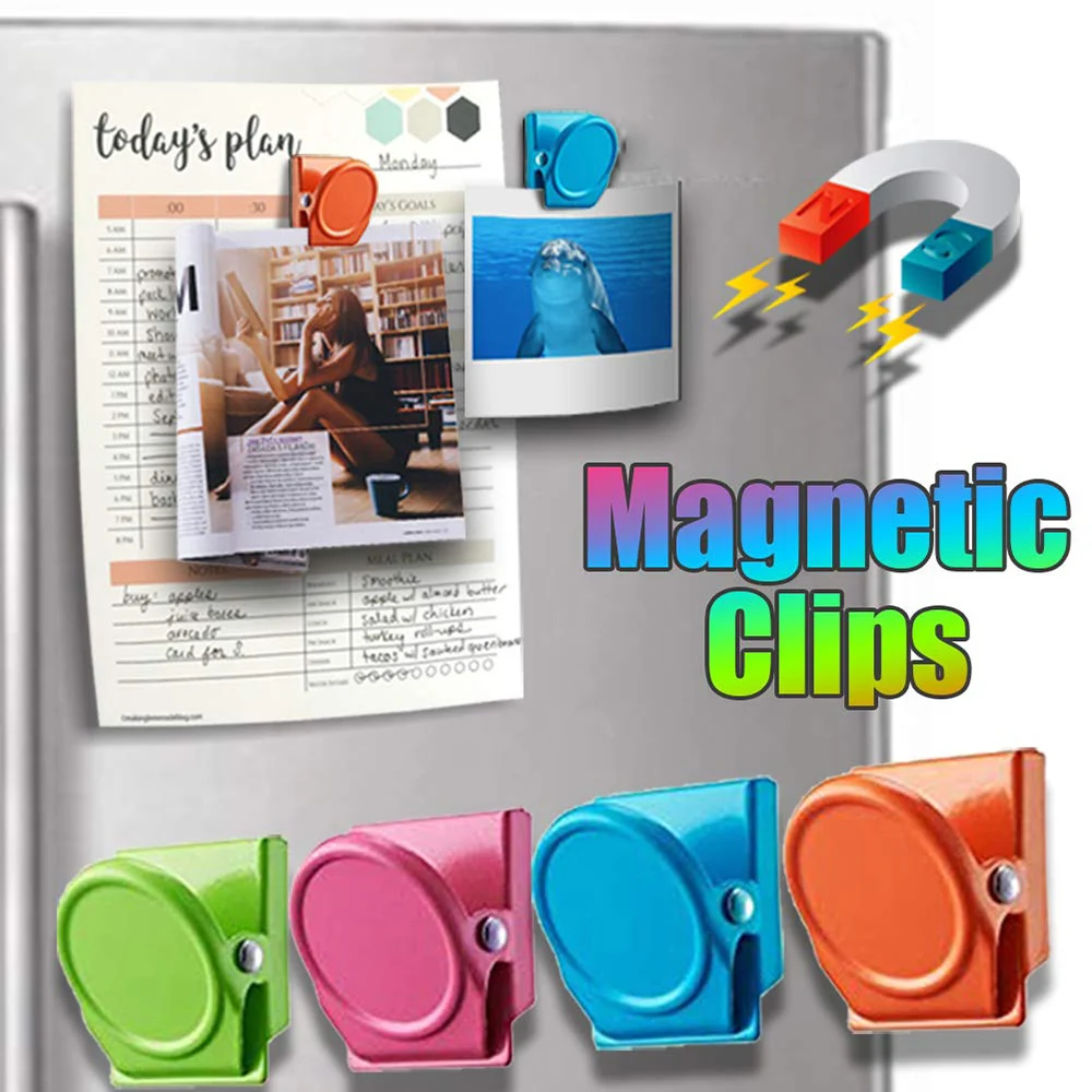 HERNGEE Magnetic Clips Refrigerator Magnets Whiteboard Wall Magnetic Memo Note Clips Metal Chip Clips 15pcs with Transparent Protective Pads for Scratch Safe 