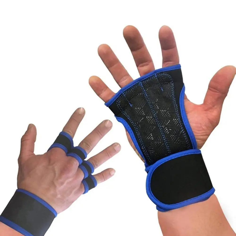 1 Pair Weight Lifting Training Gloves Fitness Sports Body Building Gymnastics Grips Gym Hand Palm Protector Gloves Random Color