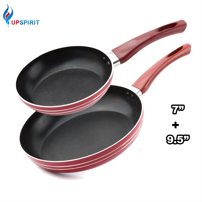 

Upspirit Aluminum Frying Pan Set 7" & 9.5" Pans Non-stickGriddles Grill Pans For Induction & Gas Cooker Kitchen Accessories
