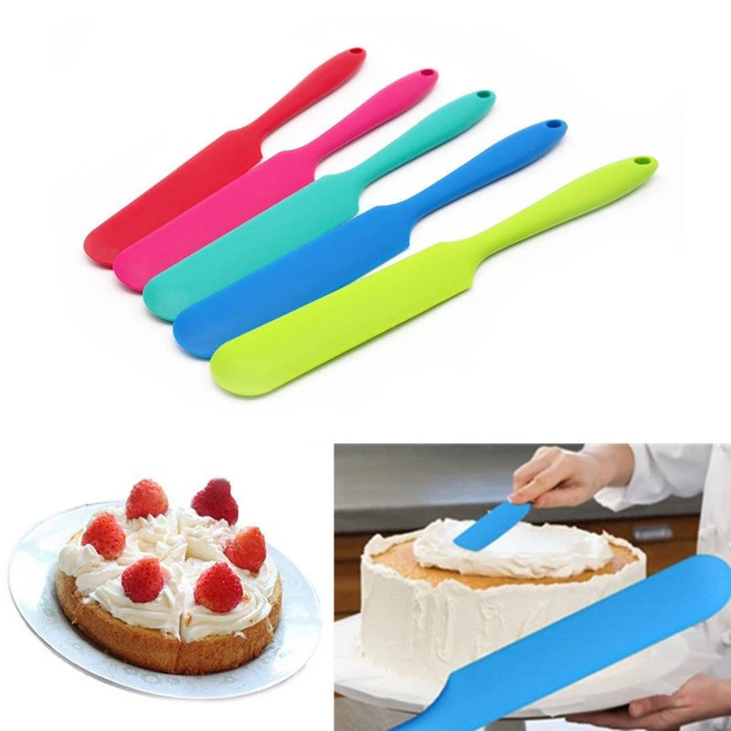  New Cake Scraper Cake Cream Butter Spatula Mixing Scraper Brush Silicone Cake Tool Integrated Steel
