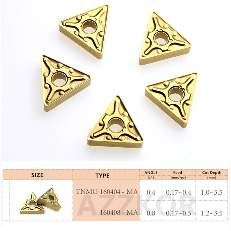 AZZKOR TNMG160404 MA TNMG331 твердосплавные вставки резак токарный станок с ЧПУ токарные инструменты для металла внешний инструмент NT650 вставки