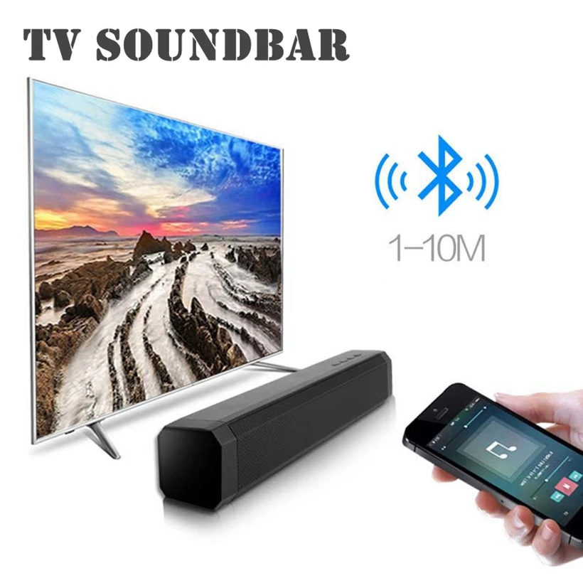 Новинка, 10 Вт, звуковая панель, беспроводная, Bluetooth, колонка, ТВ, ПК, Soundbar, стерео, супер бас, сабвуфер, Bluetooth, ТВ, динамик с микрофоном