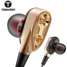 TEBAURRY Çift Birim Sürücü Kulak Kulaklık Bas Subwoofer Kulaklık telefon için DJ mp3 Spor Kulaklık Kulaklık Kulaklık auriculares(China)
