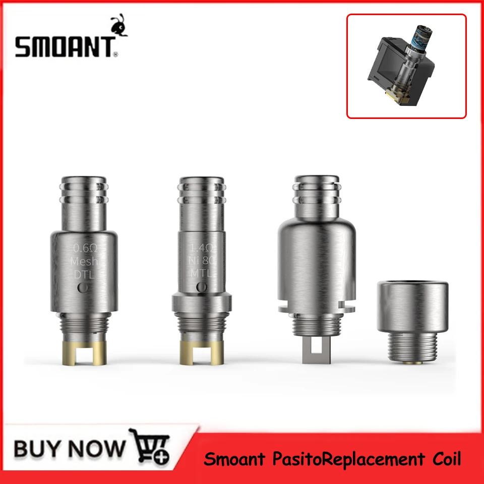 

Wholesale Smoant Pasito Pod Kit Cartridge Replacement Coil DTL Mesh 0.6ohm MTL Ni-80 1.4ohm RBA Single Coil