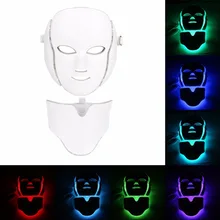 Светодиодный светильник, 7 цветов, микротоковая маска для лица, фотонная терапия, омоложение кожи, маска для лица и шеи, Отбеливающее электрическое устройство