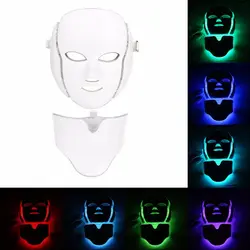 Светодиодный 7 Цвета свет микротоковая маска для лица машина фотонной терапии омоложения кожи лица шеи маска отбеливающая электрическое