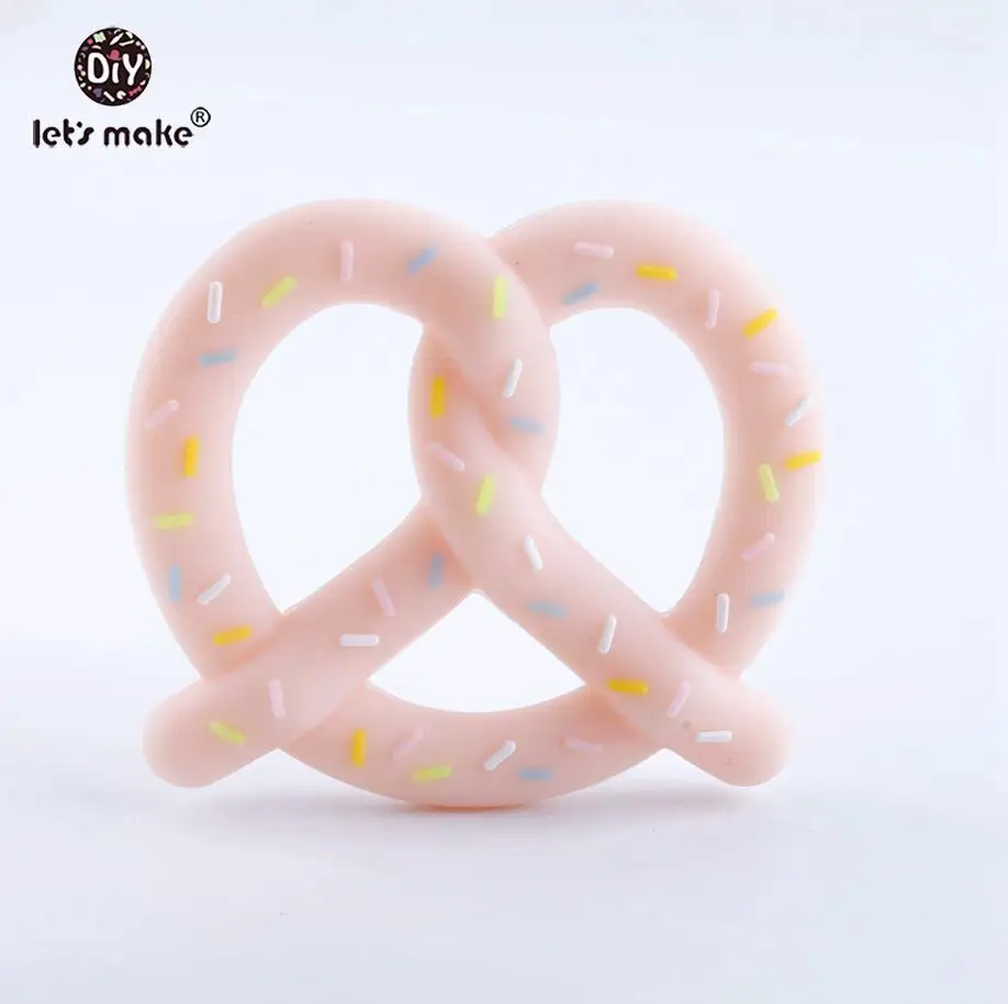 pink Pretzel Давайте сделаем 50 шт. Силиконовые Прорезыватели для зубов, DIY пищевая хлебная палочка зубные кольца для детей, ожерелье, безопасный мультяшный детский Прорезыватель - Цвет: pink Pretzel
