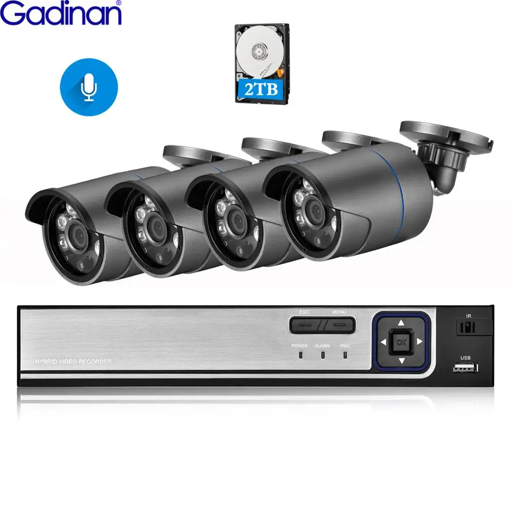 Gadinan CCTV Аудио система безопасности 4CH 5MP POE NVR комплект 5MP SONY IMX335 4MP 3MP домашняя уличная POE ip-камера P2P комплект наблюдения