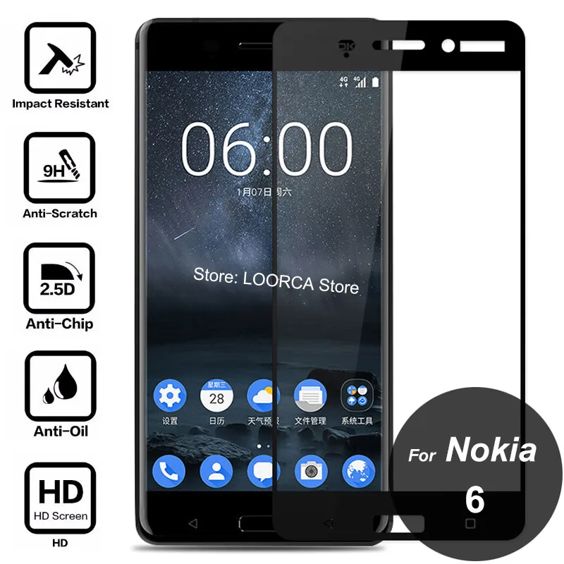 for nokia 6 cover tempered glass 9h screen protector safety covering protective on for nokia 6 cover tempered glass 9h screen protector safety covering protective on