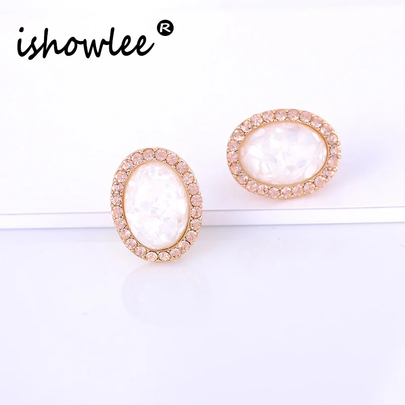 Isholee овальный опал Сережки для пирсинга для женщин Винтажный минимализм вечерние необычные серьги Мода Роскошные ювелирные изделия esc20