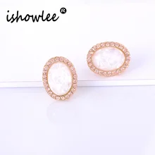 Isholee овальный опал Сережки для пирсинга для женщин Винтажный минимализм вечерние необычные серьги Мода Роскошные ювелирные изделия esc20