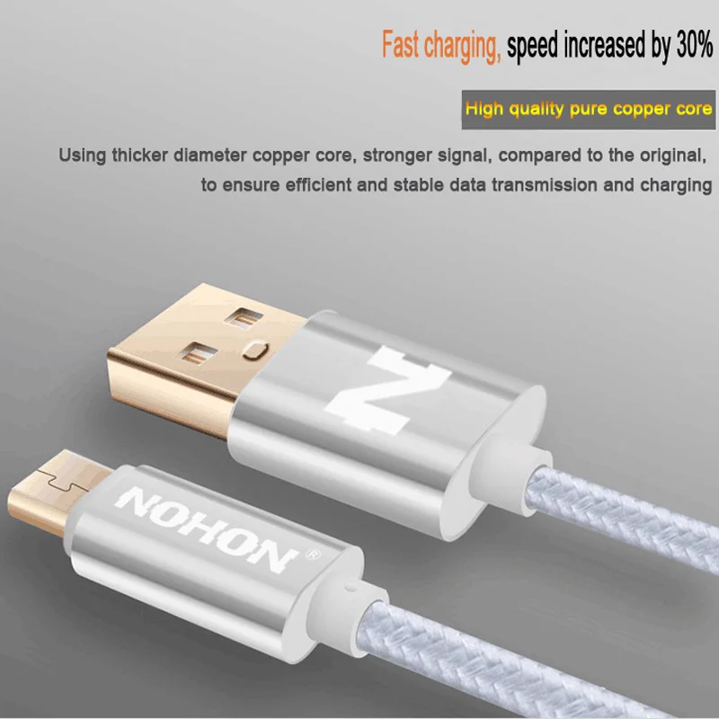Кабель Micro USB NOHON для мобильных телефонов быстрая зарядка Samsung Huawei HTC Nokia Android провод