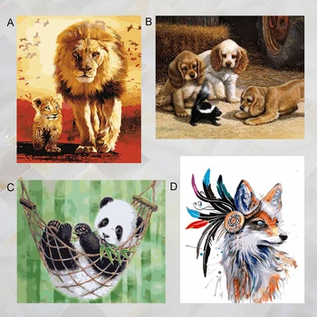 

40x50cm Animal Style Frameless DIY Digital Oil Painting Toy Paint by Numbers Canvas Paints Brushes Magnetic Drawing Home Decor