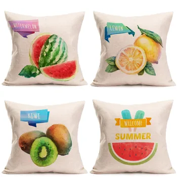 

linen pillow cover 45cm*45cm Fruit pattern Watermelon kiwi lemon etc sofa cushion cover decorative pillow case