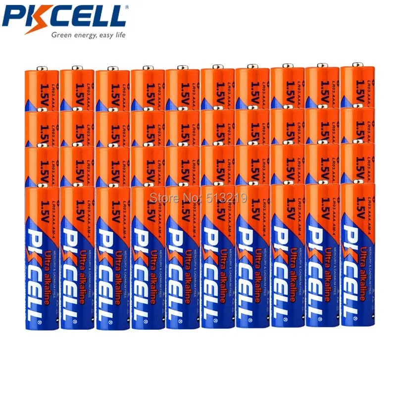 Alkaline battery 40pcs PKCELL 1.5V AAA LR03 battery E92 AM4 MN2400 MX2400 alkaline battery for toothbrus