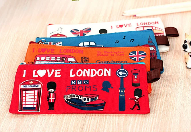 1 шт. Kawaii Leap London Оксфорд ткань ретро молния пенал для детей школьные канцелярские принадлежности