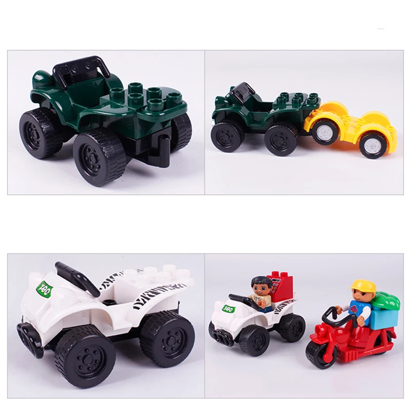 Big SIze Building Blocks Accessory City Bus Truck Aircraft Transport Fire Truck Brick Model Compatible Duploe Toys for children  (4)