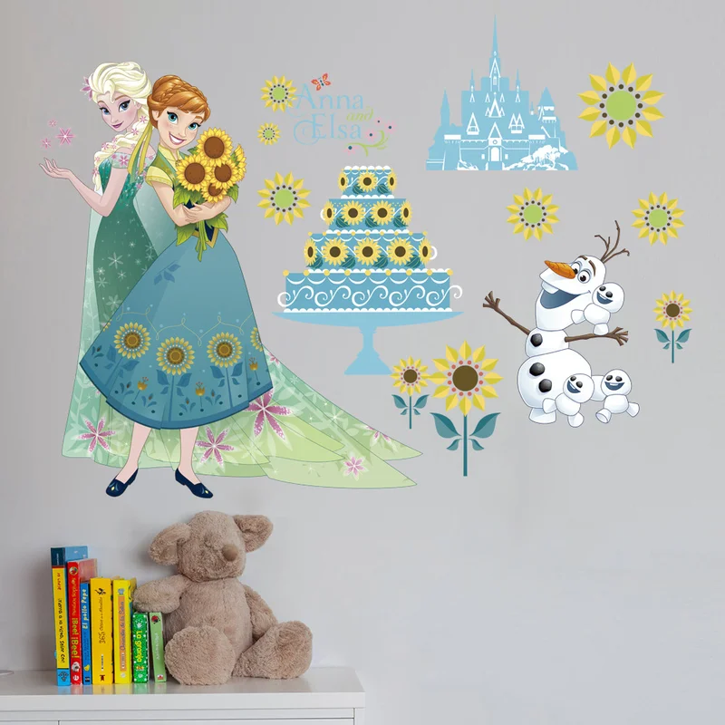 Disney sticker cartoon frozen DIY stickers flower Elsa Anna princess Children's bedroom decoration pegatinas autocollant enfant Disney sticker cartoon frozen DIY stickers flower Elsa Anna princess Children's bedroom decoration pegatinas autocollant enfant