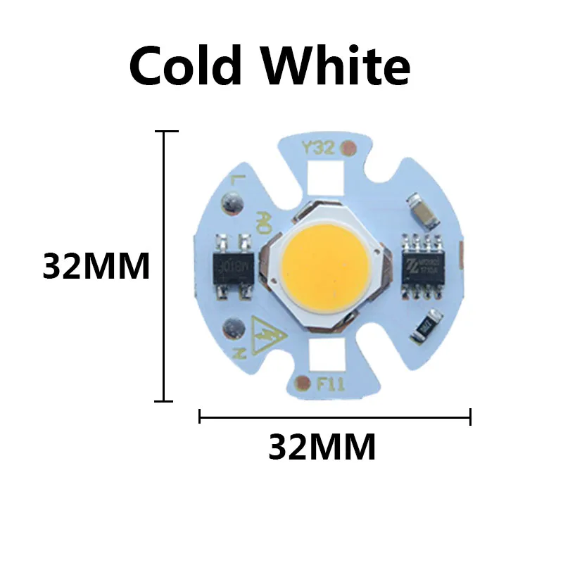 5 шт. в партии 3 Вт 5 Вт 7 Вт 9 Вт AC185-AC220V светодиодный COB Чип-светильник без необходимости драйвера умная лампочка с ИС-лампой для DIY светодиодный прожектор светильник Точечный светильник - Испускаемый цвет: Cold White 32MM