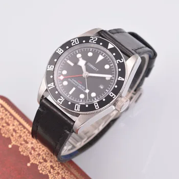 

41mm Corgeut Black Watch GMT Men's Automatic Mechanical Watch Fashion Business Calendar Mechanical Watch