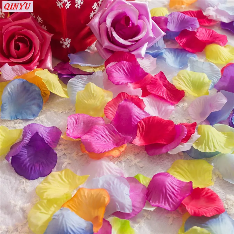 1000pcs Various Colors Colorful Silk Flower Rose Petals Wedding Party Decoration 