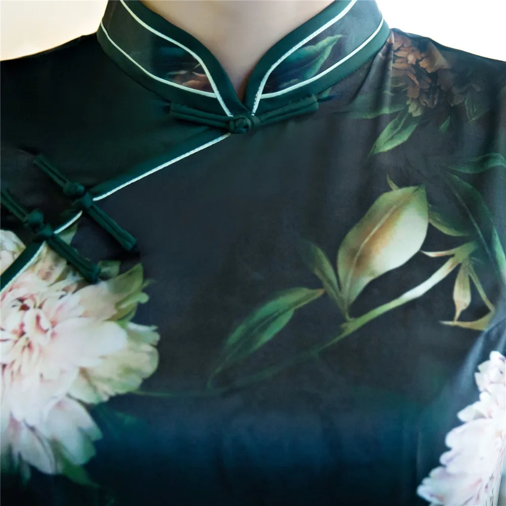 Шанхай история китайский Cheongsams длинные qipao искусственного шелка китайские