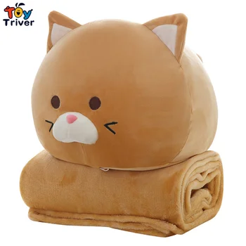 

Fat Cat Plush Toy Triver Portable Blanket Doll Kids Shower Car Air Conditioning Travel Rug Office Nap Carpet Birthday Gift