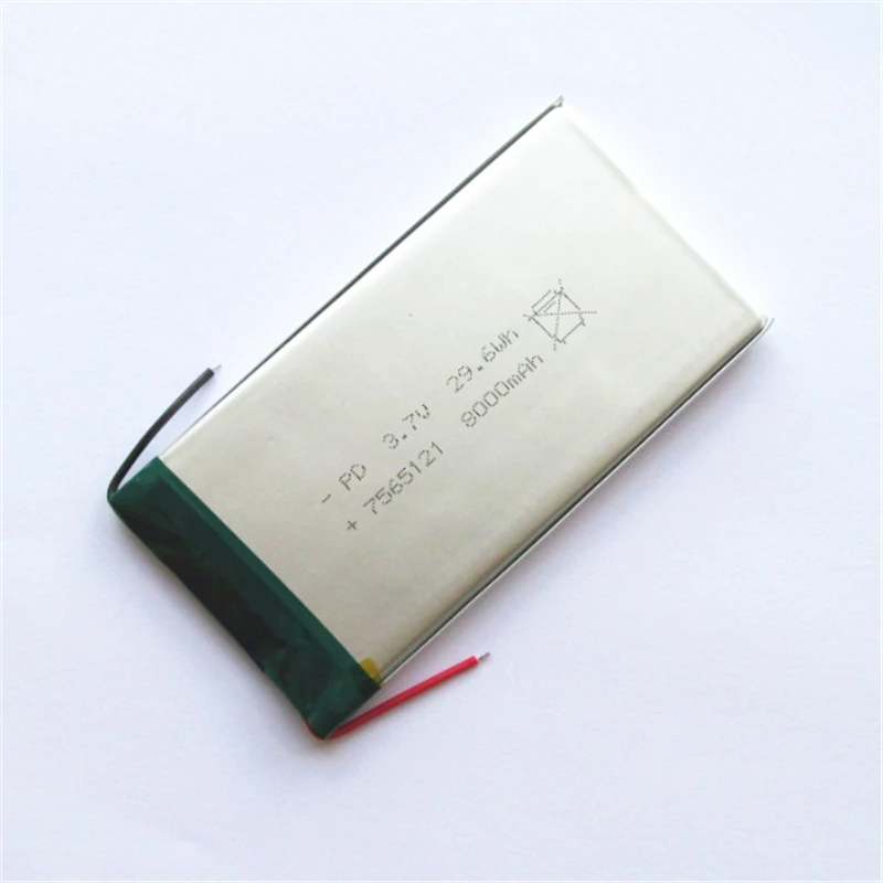 8000mAh 7565121 3,7 V литий-полимерная lipo батарея перезаряжаемая литий-ионная батарея для электронной книги gps psp DVD power bank Tablet PC