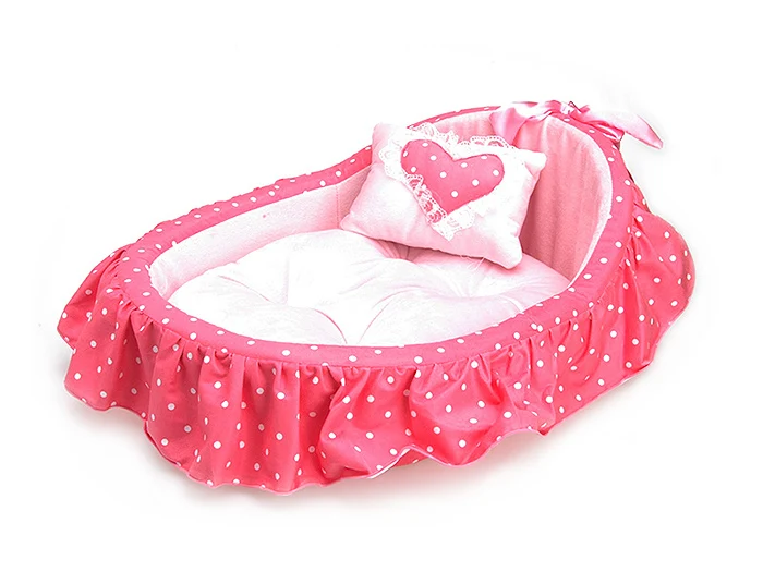 

2016 new dogs cats lovely pink bed pet dog cat fashion dot princess house doggy winter warm soft kennels puppy beds sofas