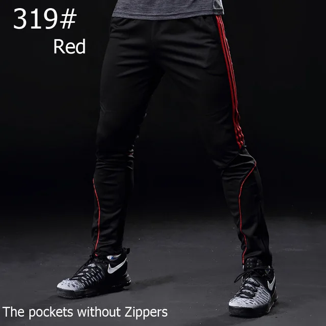 Pantalones deporte chandal, обтягивающие футбольные штаны, футбольные тренировочные штаны, мужские тренировочные штаны для бега, мужские спортивные штаны, мужские брюки - Цвет: 319 black red