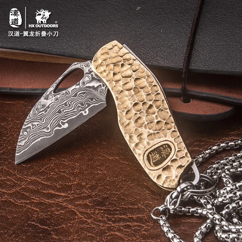 HX OUTDOORS high quality Damascus Folding Knife Pocket Knives hardness excellent knife decorate tool For man lady mini Outdoors