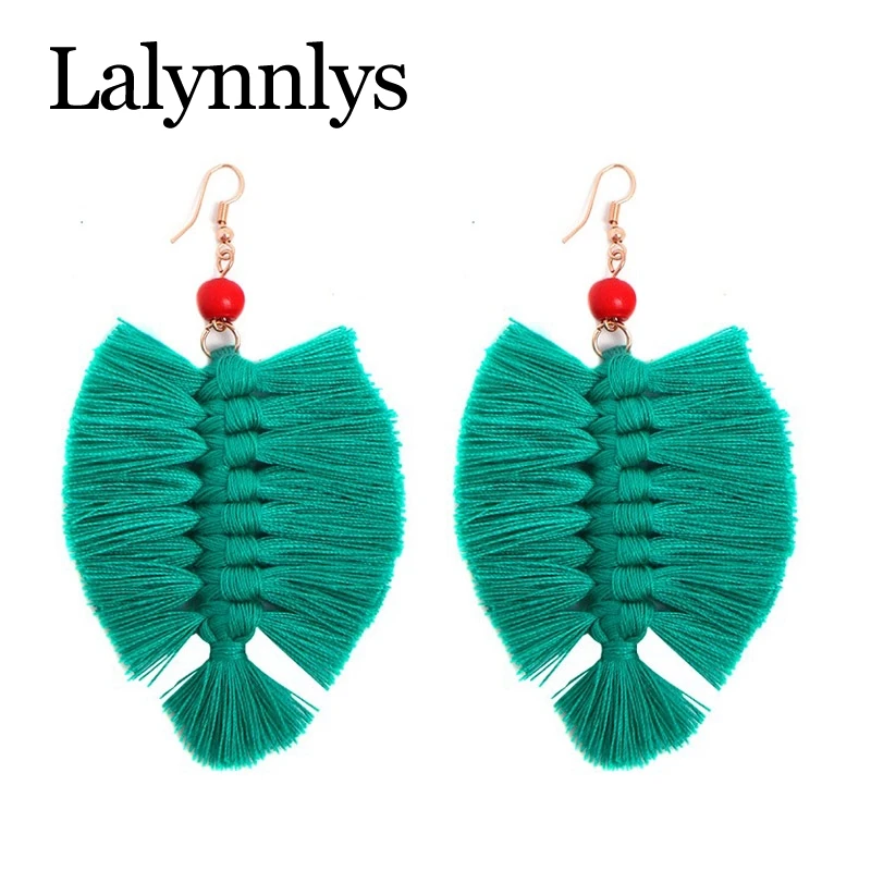 Lalynnlys листья кисточки висячие серьги женские новые богемные ручной работы