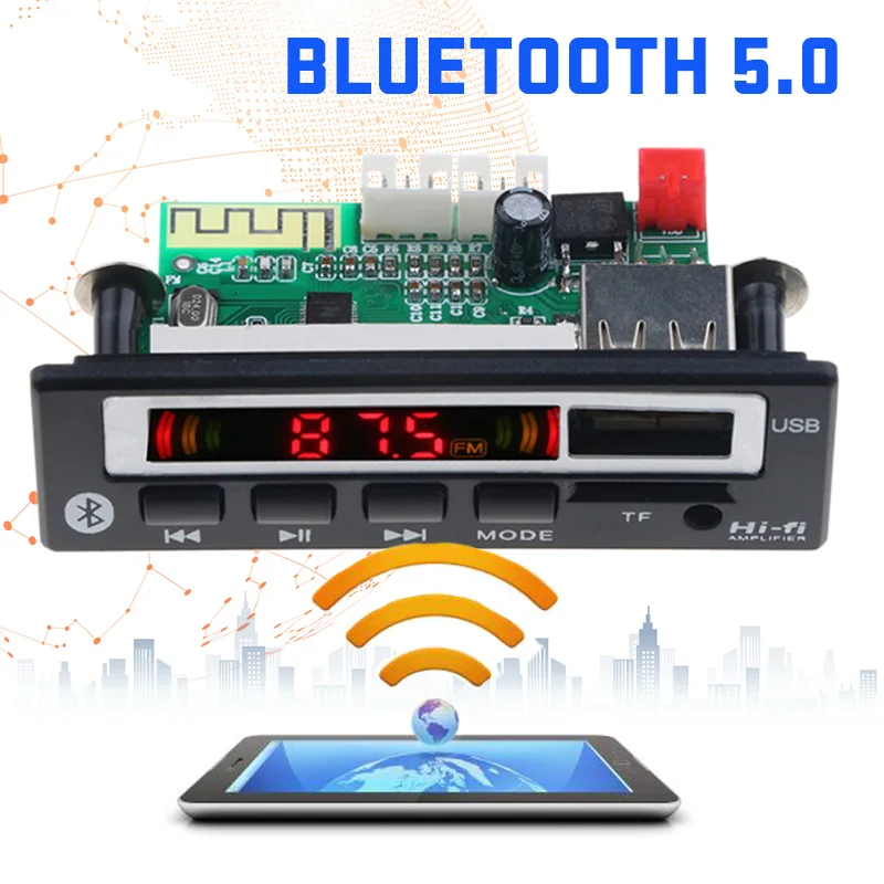 USB 1 Din Bluetooth автомобильный комплект AUX 5 в 12 В Mp3 игровая панель модуль музыкальный динамик fm-радио V5.0 беспроводной приемник аудио адаптер