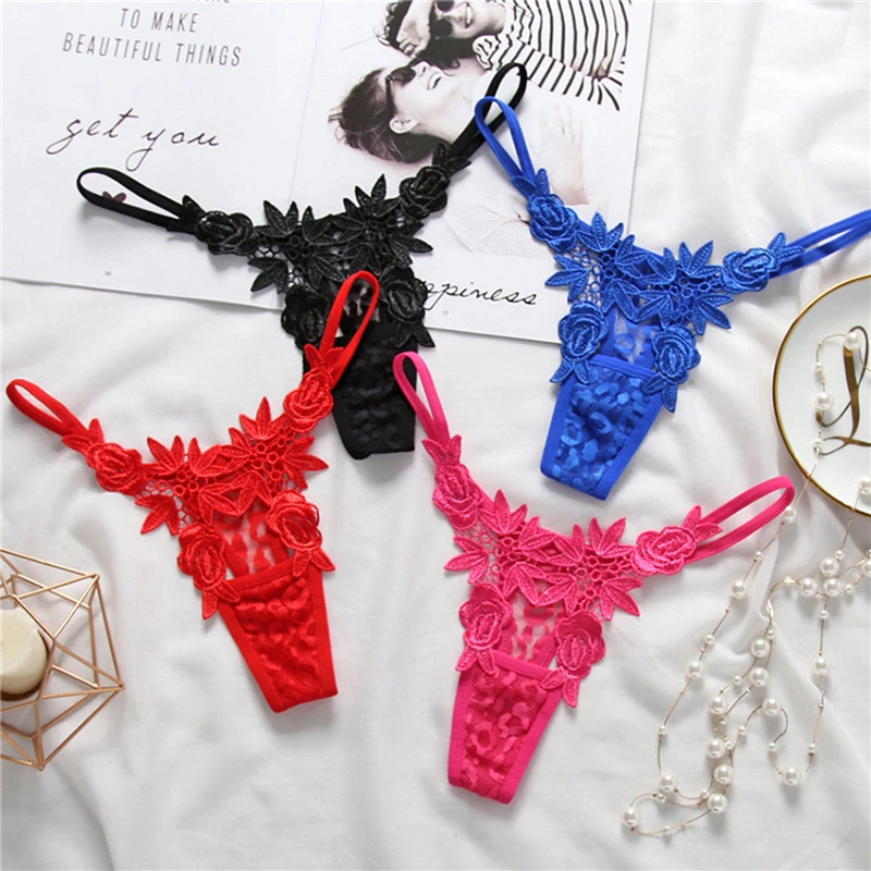 Brand Women Sexy Underwear Transparent Flower G String Pearls Thongs Women's Sexy Panties Lace Culotte Femme Sexy Lingerie (11)