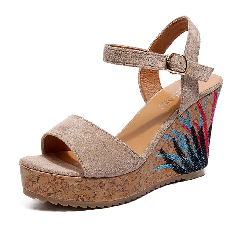 

Women's Summer Open Toe Platform Sandals Ultra High Wedges Heel Sandals Cute Print Bohemian Sandals
