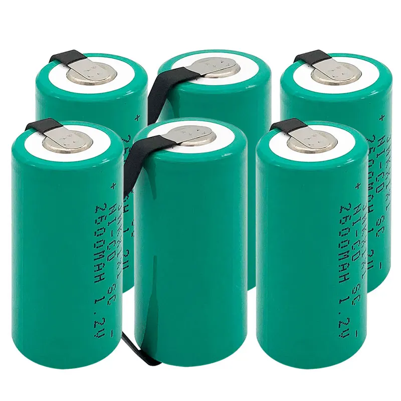 14 шт качественная зеленая SC Ni-CD батарея 2600mah аккумуляторная батарея Замена 1,2 V с вкладкой удлинитель обработанный