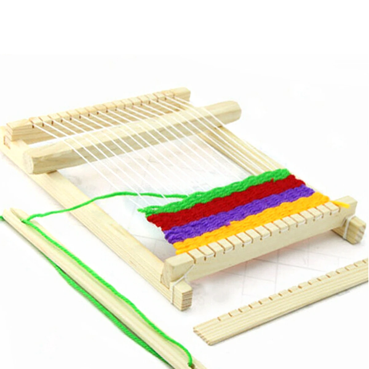 Weaving Loom Traditional Wooden Knitting Weaving Toy Loom With Accessories Children Craft Box