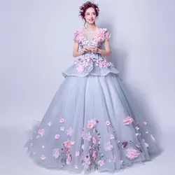 Kseniya queen короткое платье из органзы с вышивкой v-образным вырезом со шнуровкой в виде цветка в стиле принцессы Свадебное платье