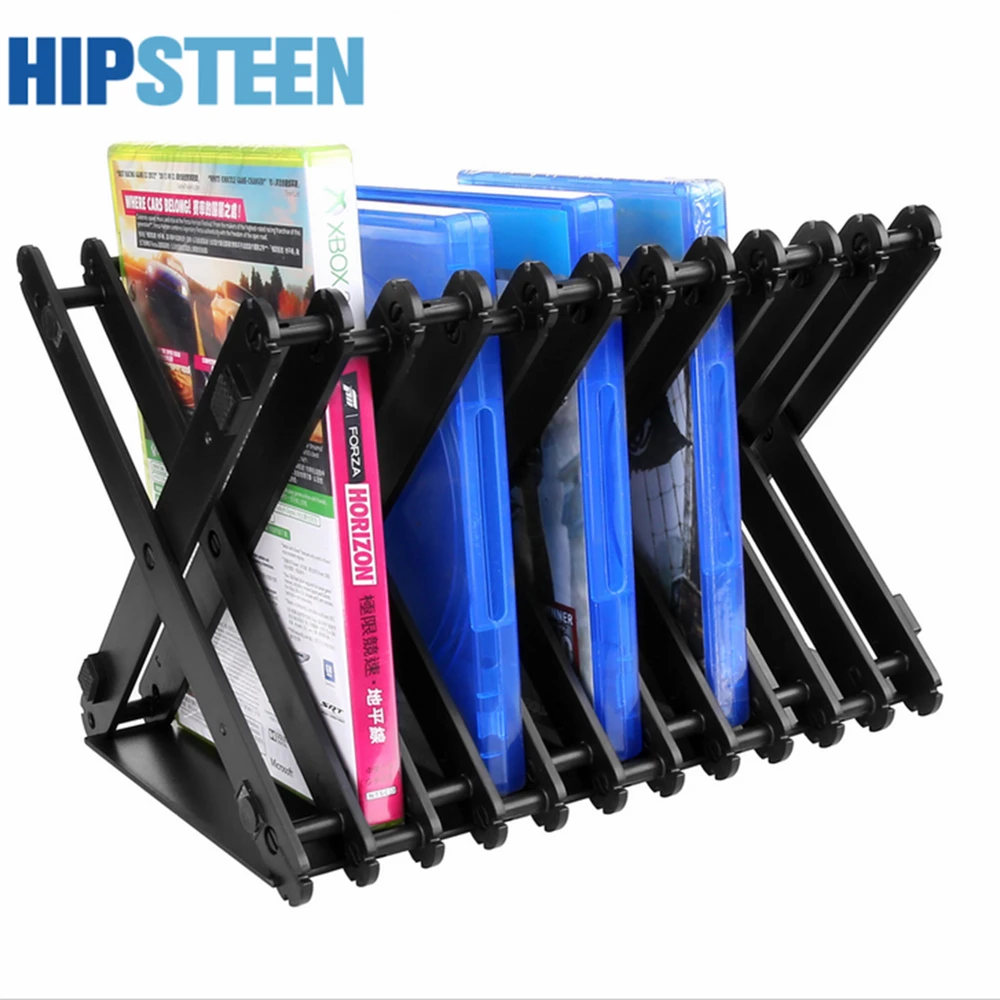 

HIPSTEEN Folding Simple PS4 Game Discs Organizer Rack Durable CD Storage Holder - Black