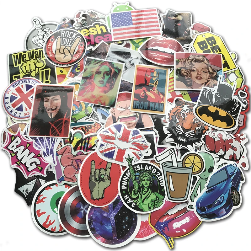 100Pcs/Lot Fashion Tide Brand Cool Stickers For Skateboard Luggage Motorcycle Laptop Car Styling Graffiti Sticker Bomb JDM Decal