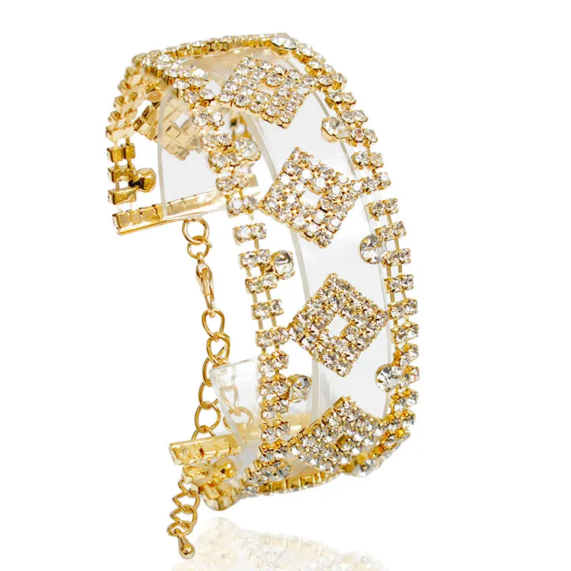 

F&U Fine Crystal Bracelet Plated Top Quality Crystal Rhombus Brand Jewelry Bracelets for Women Wedding Party Bijoux B410