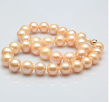 

12-13mm pink Genuine freshwater cultured Pearl Necklace 18" great gift
