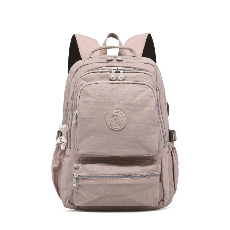 TEGAOTE женские рюкзаки с защитой от кражи, USB зарядка, рюкзак для ноутбука, школьные сумки для девочек-подростков, нейлоновая Повседневная сумка для путешествий - Цвет: Khaki
