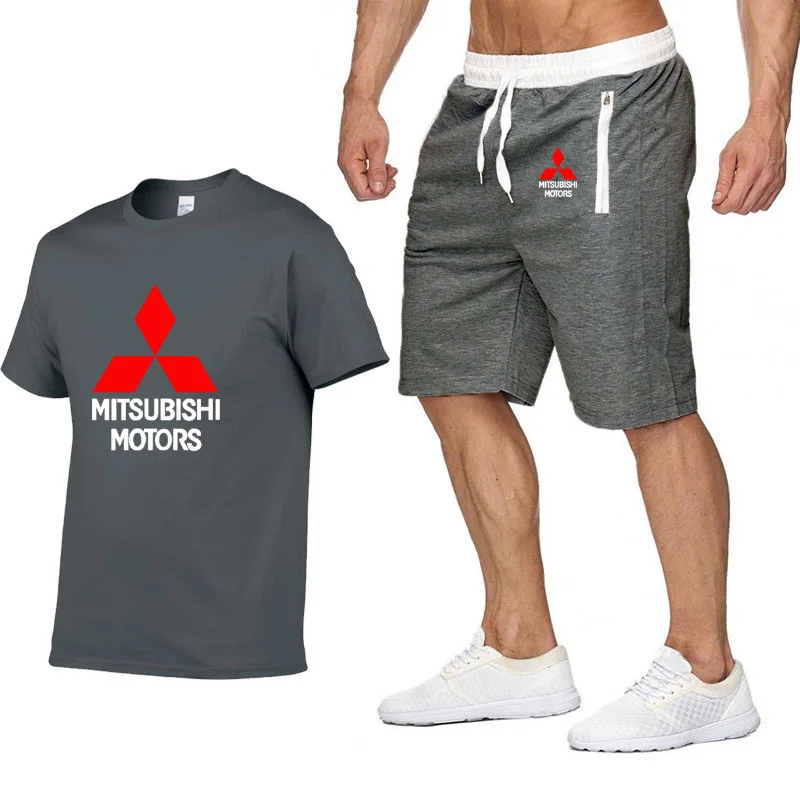Мужская футболка с коротким рукавом и логотипом Mitsubishi, летняя мужская футболка в стиле Харадзюку, высокое качество, хлопковые футболки, штаны, костюм, спортивная одежда