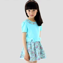 Летнее платье для девочек повседневное хлопковое однотонное детское платье для девочек с круглым вырезом и оборками, сетчатый пуловер желтого и голубого цвета короткие платья для девочек