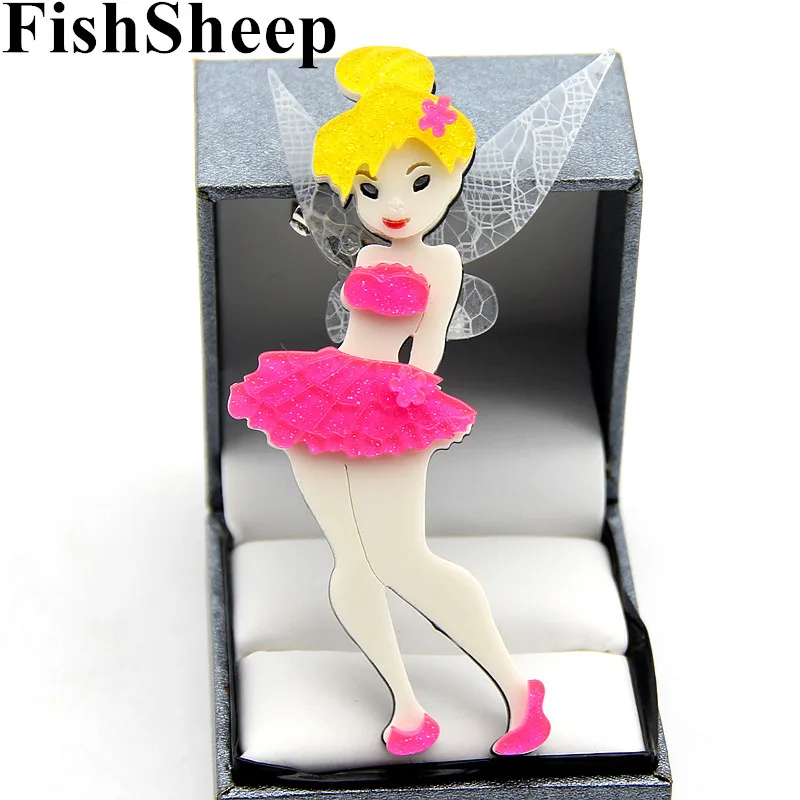 FishSheep прекрасный Тинкер колокол булавки и броши Летающий цветок Пикси Феи акриловая брошь ювелирные изделия для женщин новогодние подарки